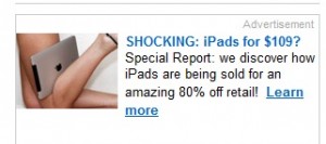 Ad w/iPad in bend of woman's leg
